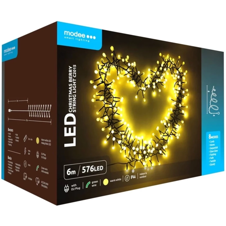 Modee Lighting LED vianočná reťaz 576 LED 6m teplá biela