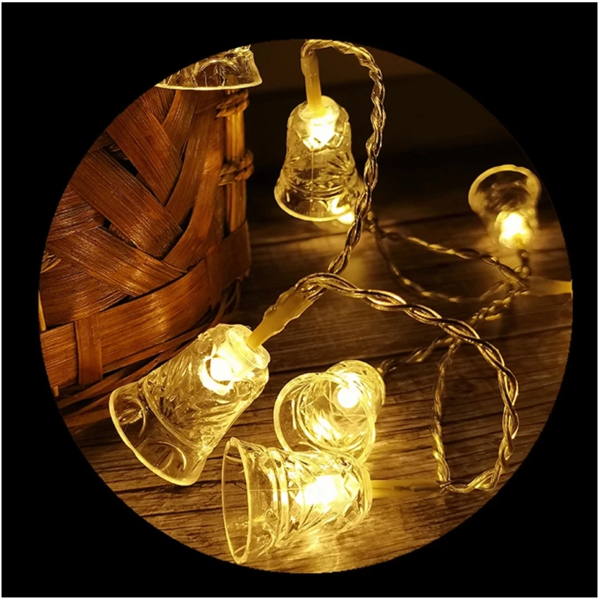 Modee Lighting LED vianočná reťaz 50 LED 4,9m zvončeky, teplá biela