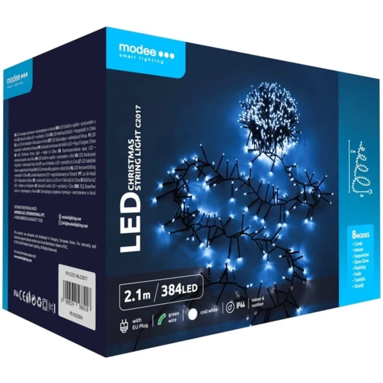 Modee Lighting LED vianočná reťaz 384 LED 2,1m studená biela