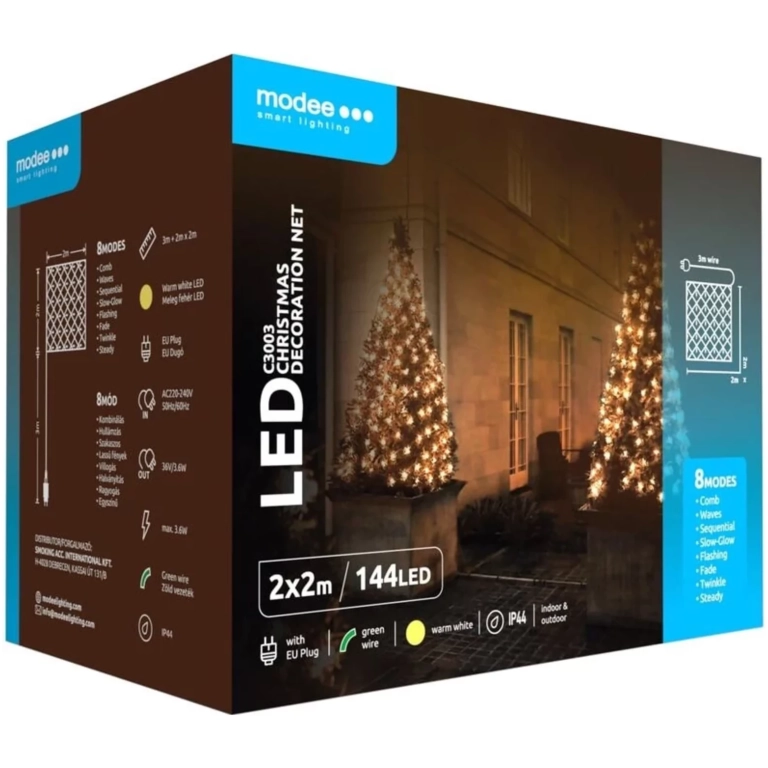 Modee Lighting LED dekorácia 144 LED teplá biela sieť 2x2m