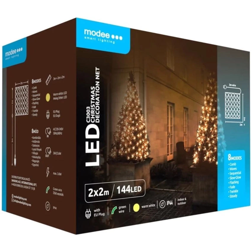 Modee Lighting LED dekorácia 144 LED teplá biela sieť 2x2m