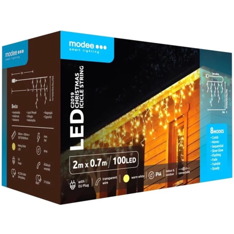 Modee Lighting LED vianočná reťaz 100LED 2m cencúlové reťaze 70cm