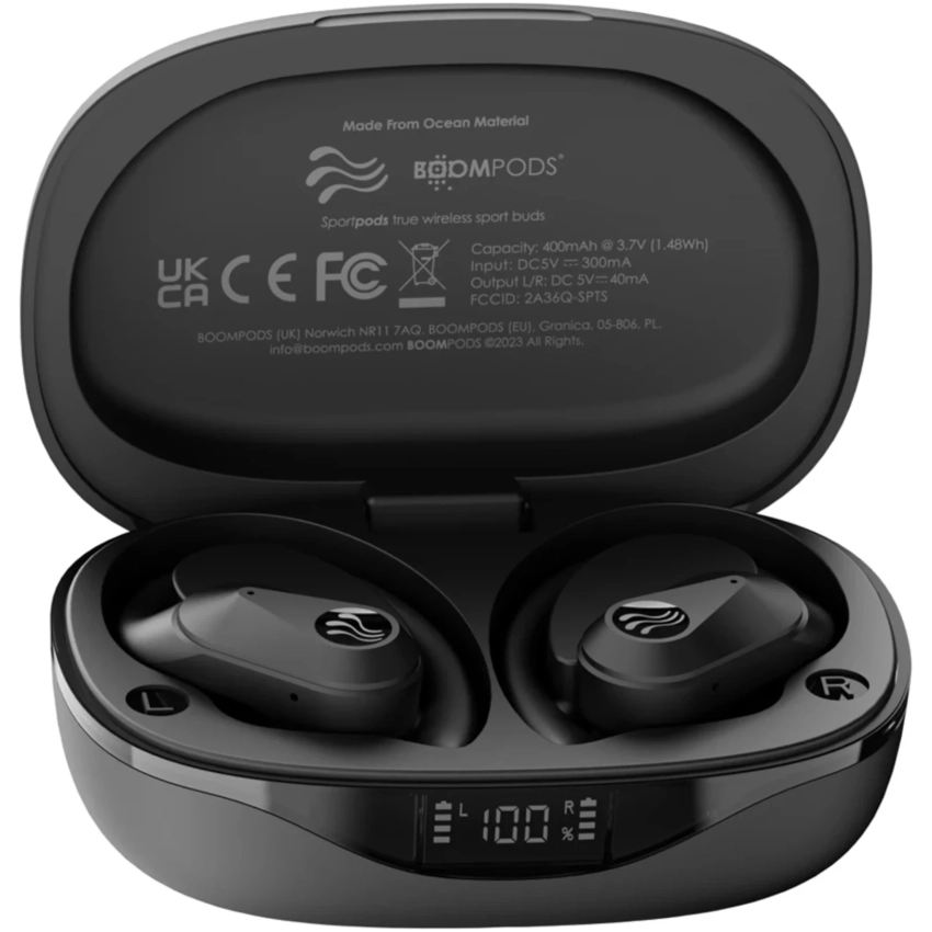 BOOMPODS sportpods OCEAN bezdrôtové slúchadlá čierne
