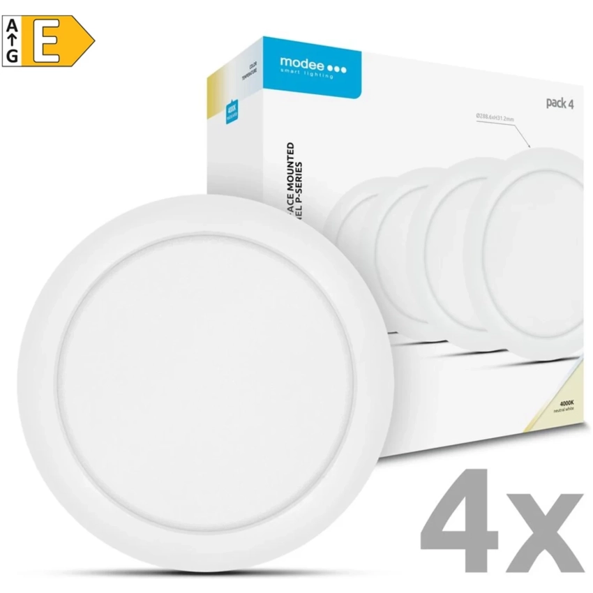 Modee LED stropný panel 24W 4000K biely 2640 lumenov 4ks