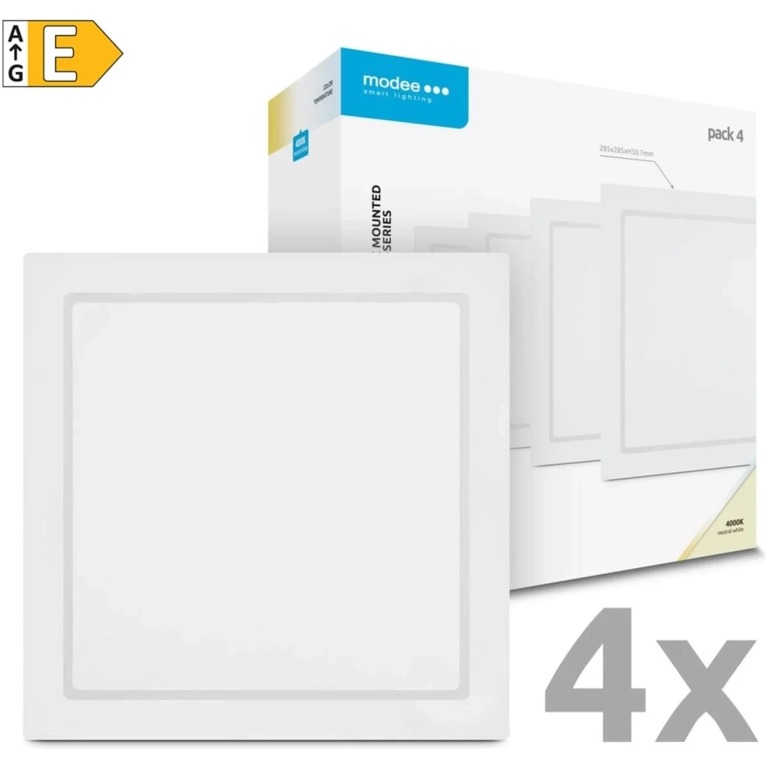 Modee LED stropný panel štvorec 24W 4000K biely 2640 lumenov 4ks