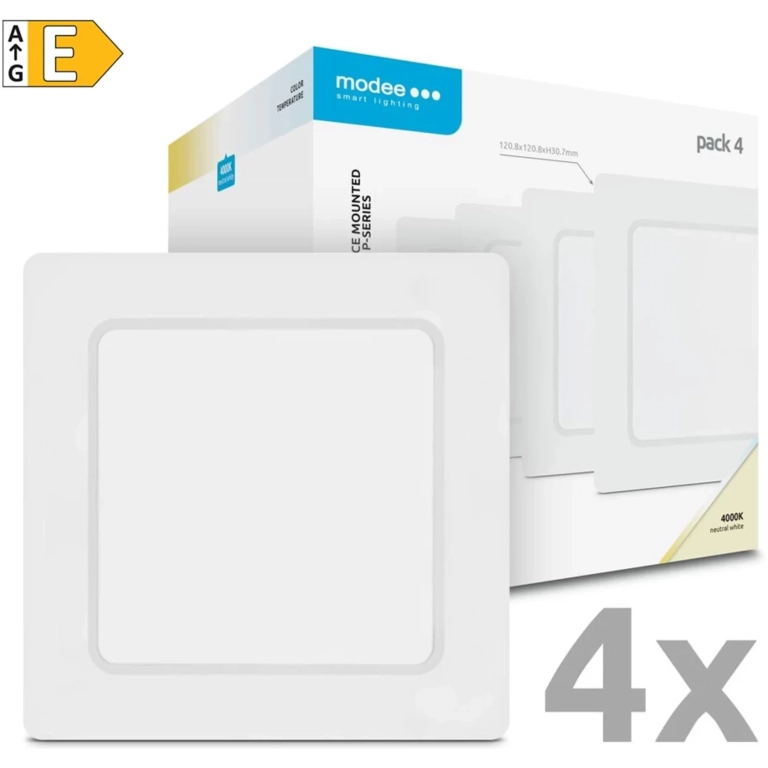 Modee LED stropný panel štvorec 6W 4000K biely 660 lumenov 4ks