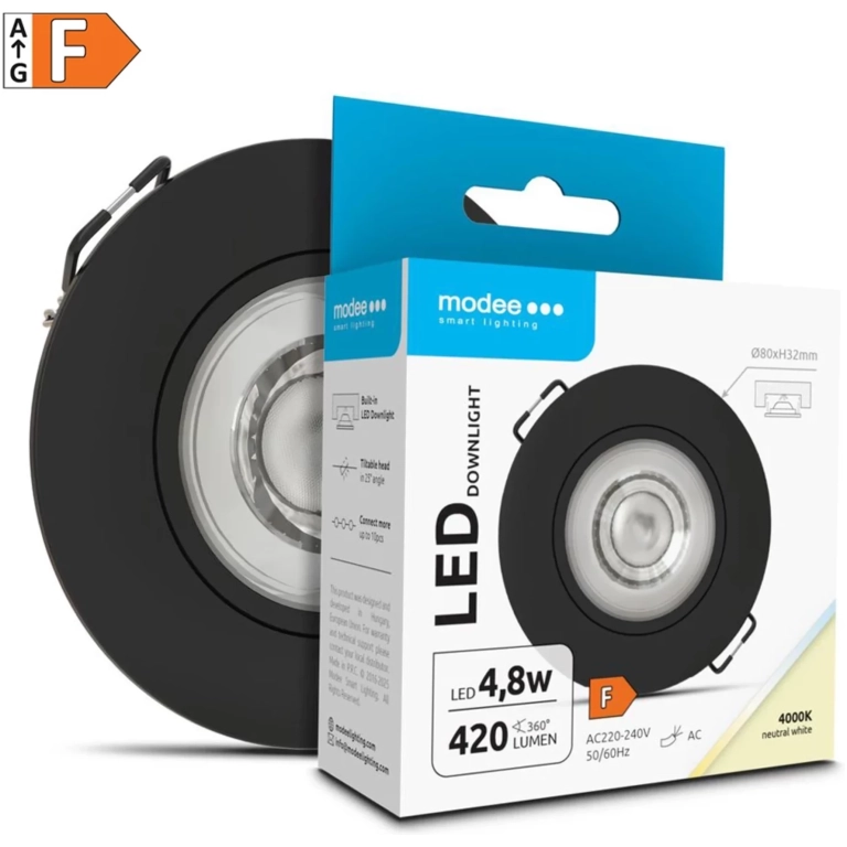 Modee LED bodové svetlo podhľadové 4,8W čierne 420 lumenov