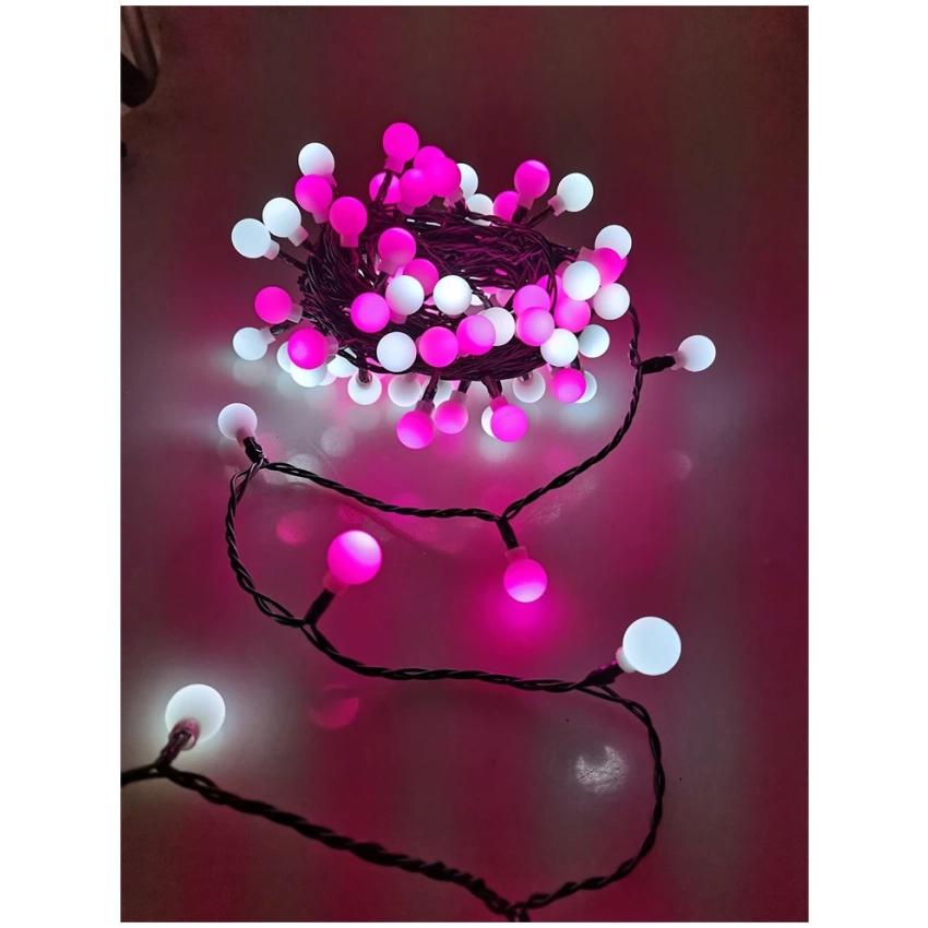 Modee Lighting LED vianočná reťaz 100 LED 10m ružová/biela bobule