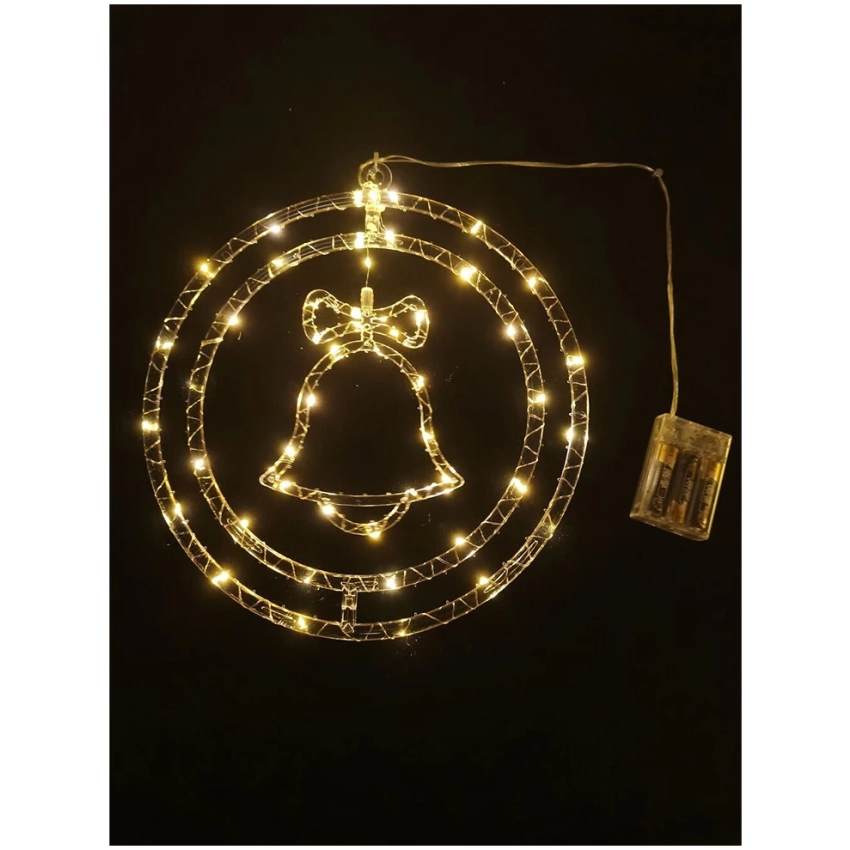 Modee Lighting LED vianočná dekorácia 48LED kruh zvonček 3xAA batéríe