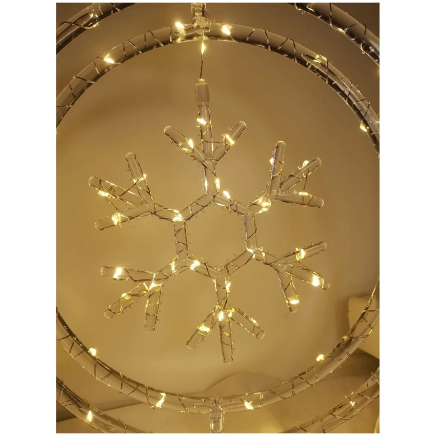Modee Lighting LED vianočná dekorácia 60LED kruh vločka 3xAA batérie