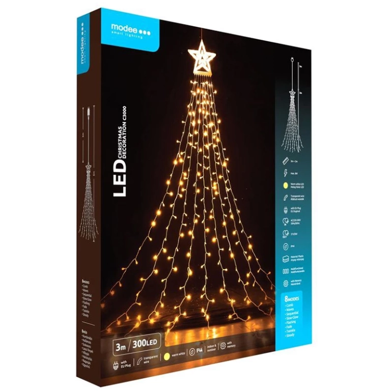 Modee Lighting LED dekorácia 300 LED 3m teplá biela