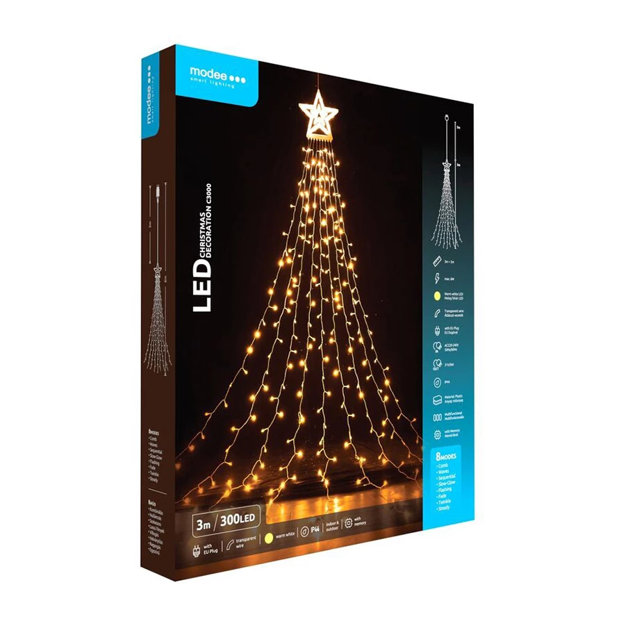 Modee Lighting LED dekorácia 300 LED 3m teplá biela
