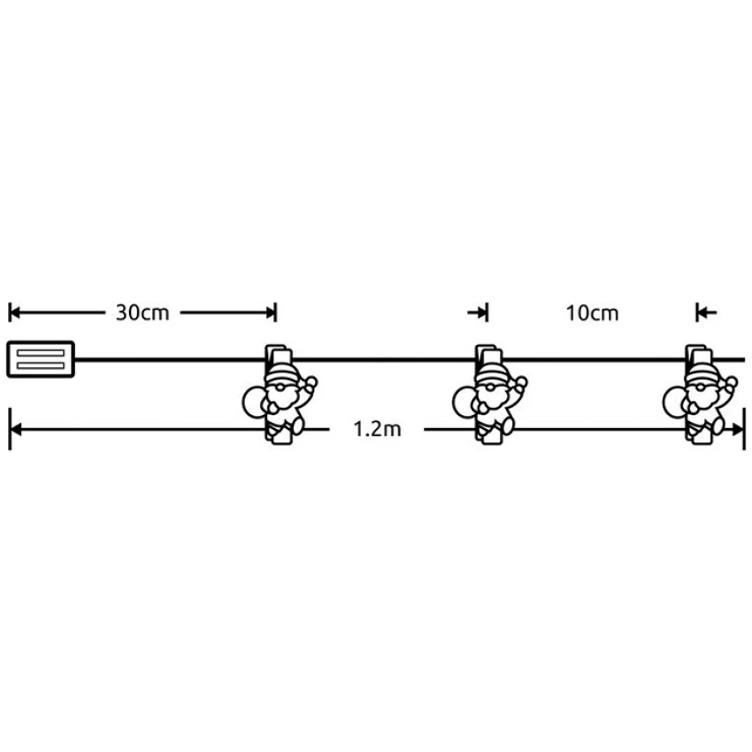 Modee Lighting LED dekorácia 10 LED 90cm štipce mikuláš 2xAA batérie
