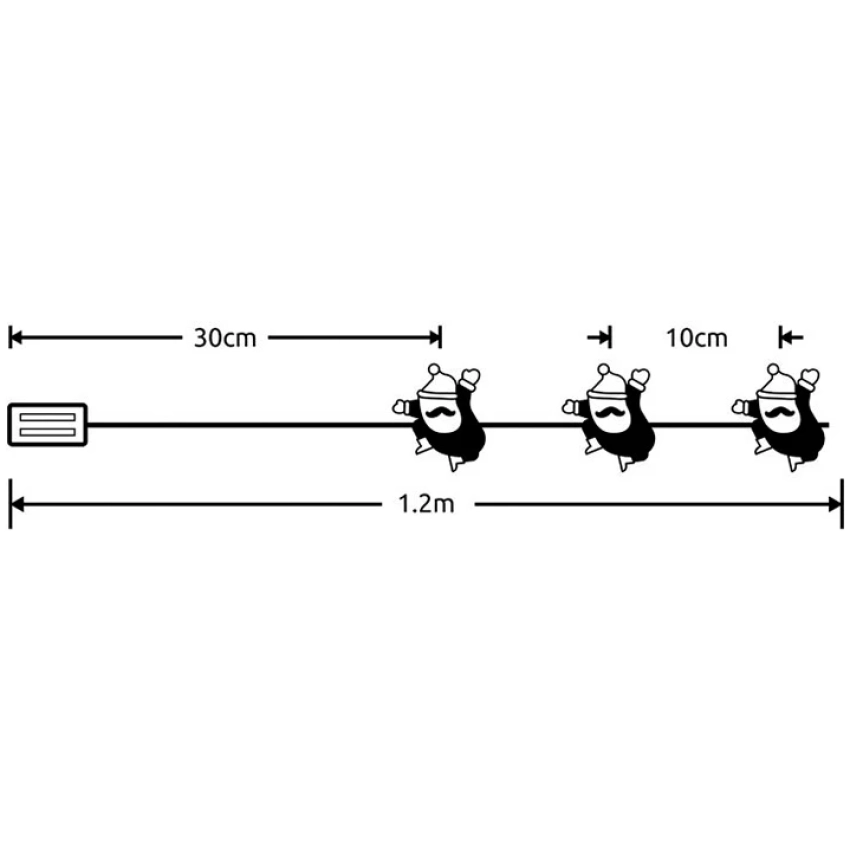 Modee Lighting LED dekorácia 10 LED 90cm mikuláš 2xAA batérie