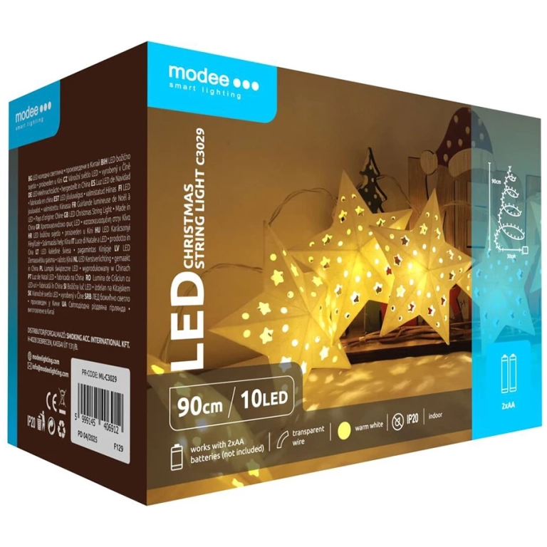 Modee Lighting LED dekorácia 10 LED 90cm hviezdy 2xAA batérie