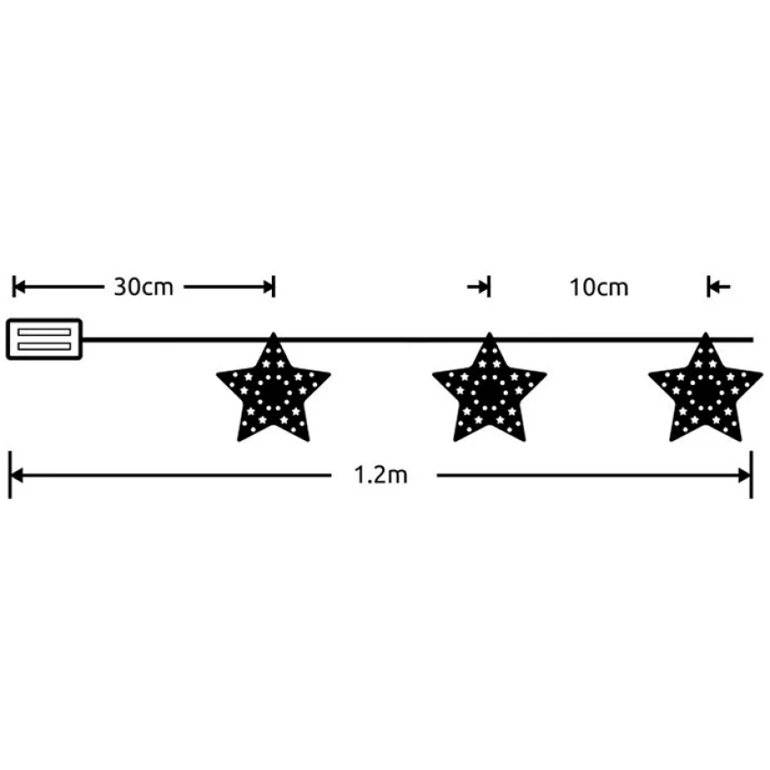 Modee Lighting LED dekorácia 10 LED 90cm hviezdy 2xAA batérie