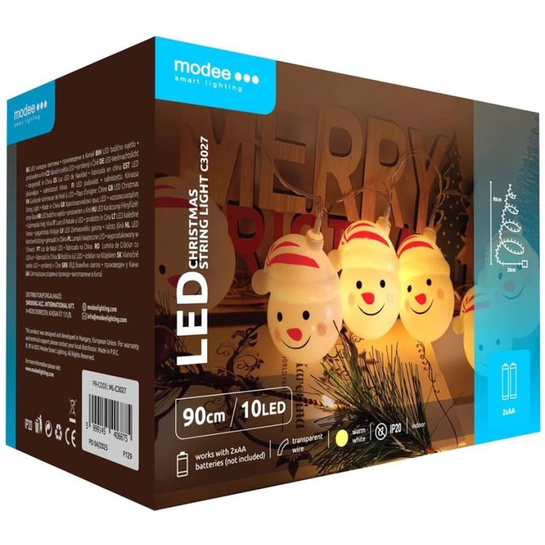 Modee Lighting LED dekorácia 10 LED 90cm snehová guľa 2xAA batérie