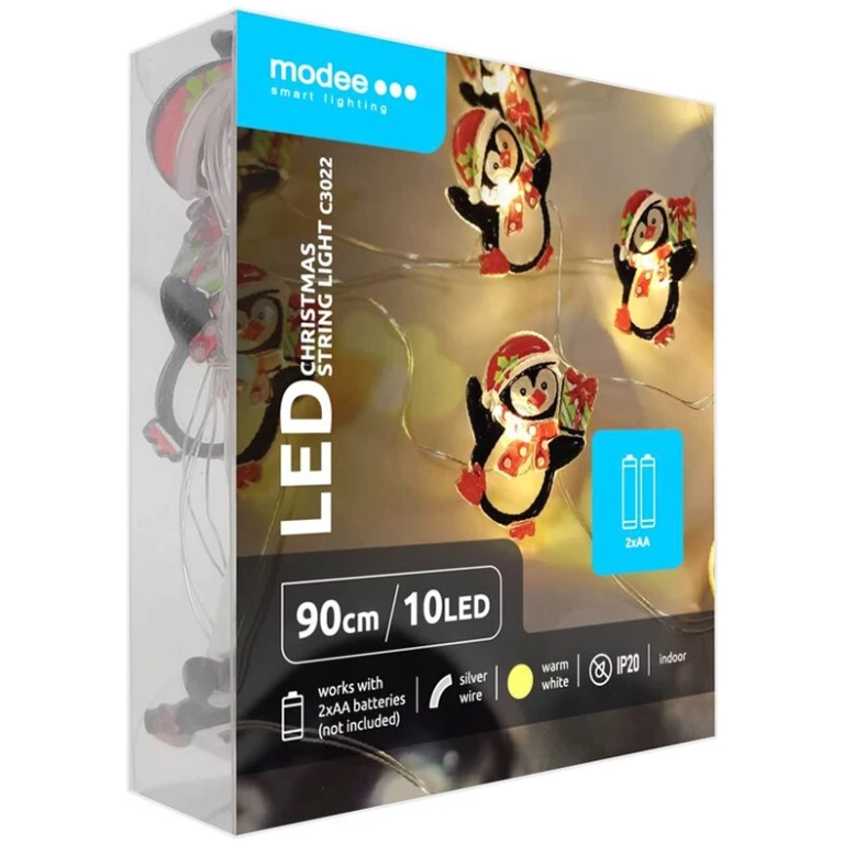 Modee Lighting LED dekorácia 10 LED 90cm tučniak 2xAA batérie
