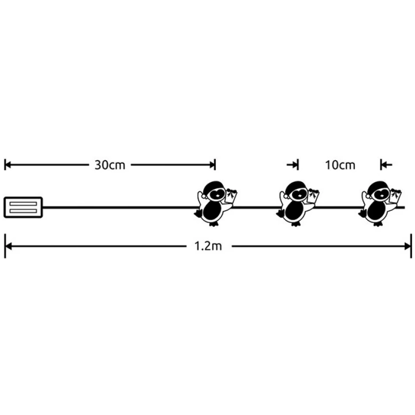 Modee Lighting LED dekorácia 10 LED 90cm tučniak 2xAA batérie
