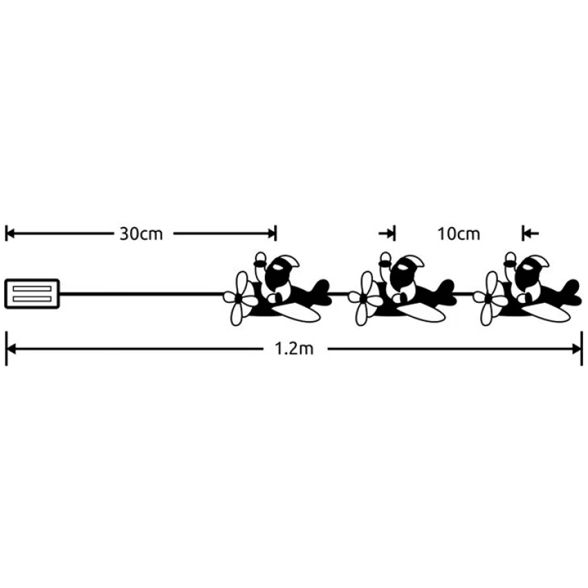 Modee Lighting LED dekorácia 10 LED 90cm lietadlo 2xAA batérie