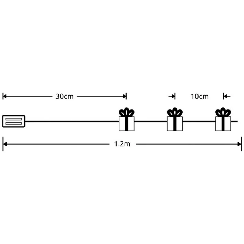 Modee Lighting LED dekorácia 10 LED 90cm balíčky 2xAA batérie