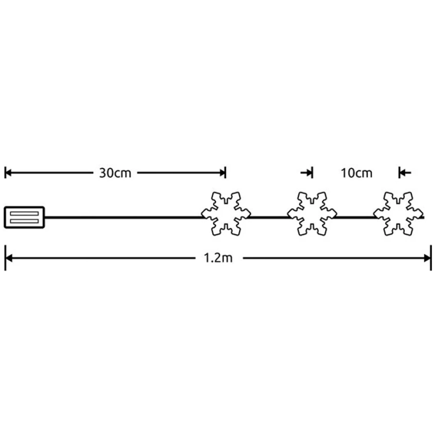 Modee Lighting LED dekorácia 10 LED 90cm vločky 2xAA batérie