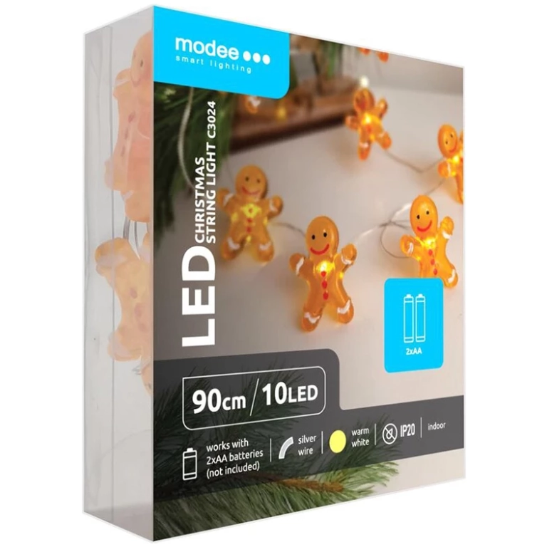 Modee Lighting LED dekorácia 10 LED 90cm perník 2xAA batérie