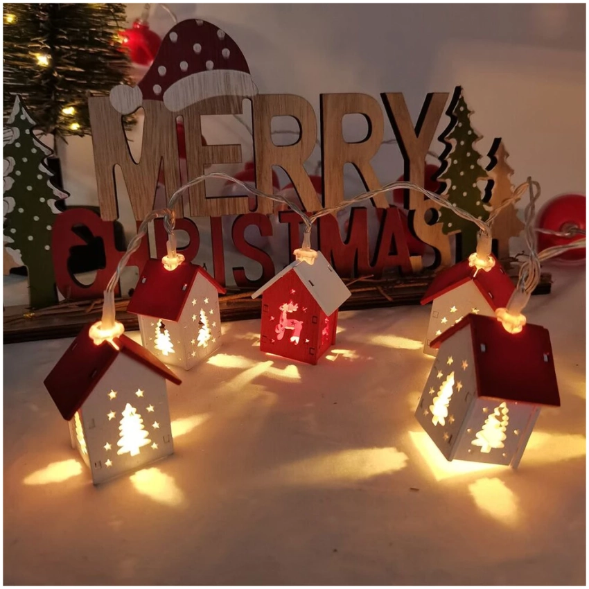 Modee Lighting LED dekorácia 10 LED 90cm domček 2xAA batérie