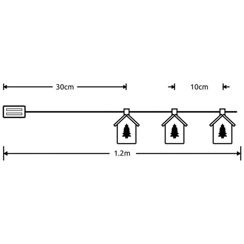 Modee Lighting LED dekorácia 10 LED 90cm domček 2xAA batérie