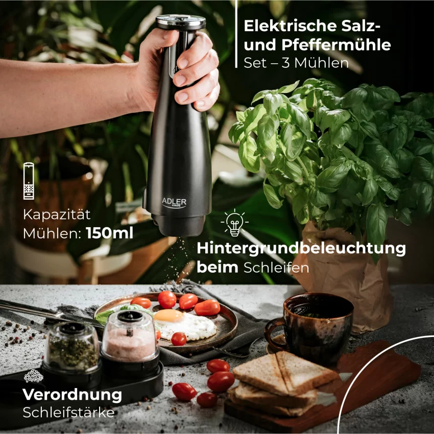 Adler AD 4449 elektrický mlynček na koreniny čierny