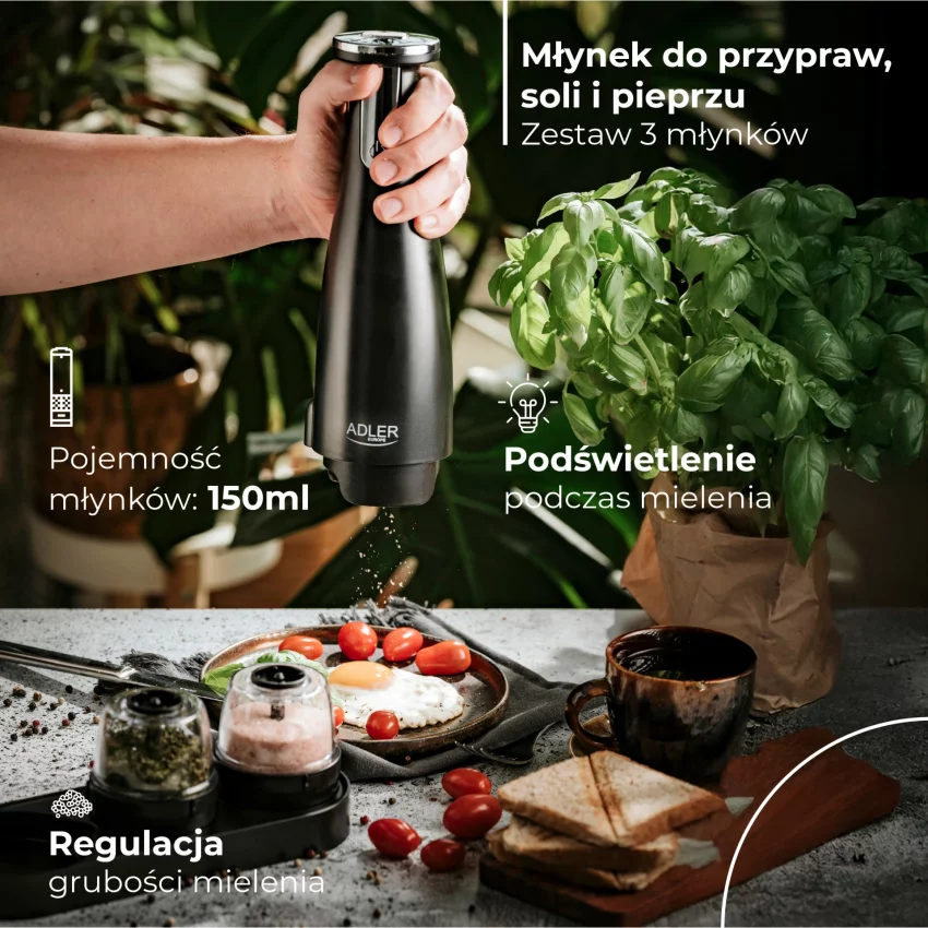 Adler AD 4449 elektrický mlynček na koreniny čierny
