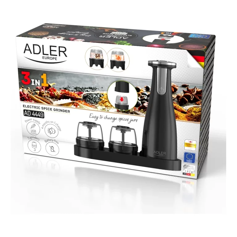Adler AD 4449 elektrický mlynček na koreniny čierny