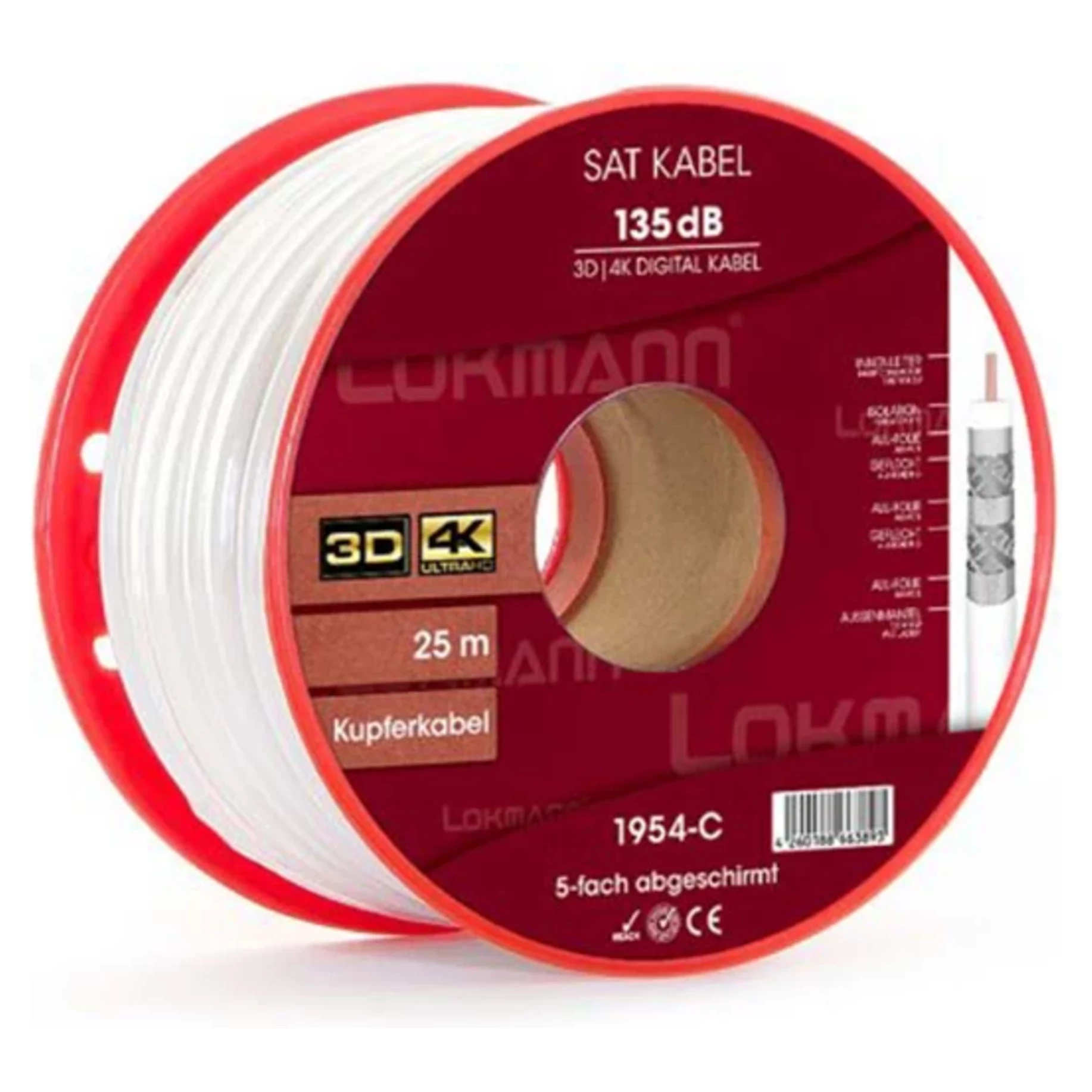 Koaxiálny kábel Lokmann 135dB 25m medene jadro Koaxiálny kábel Lokmann 135dB 25m medene jadro