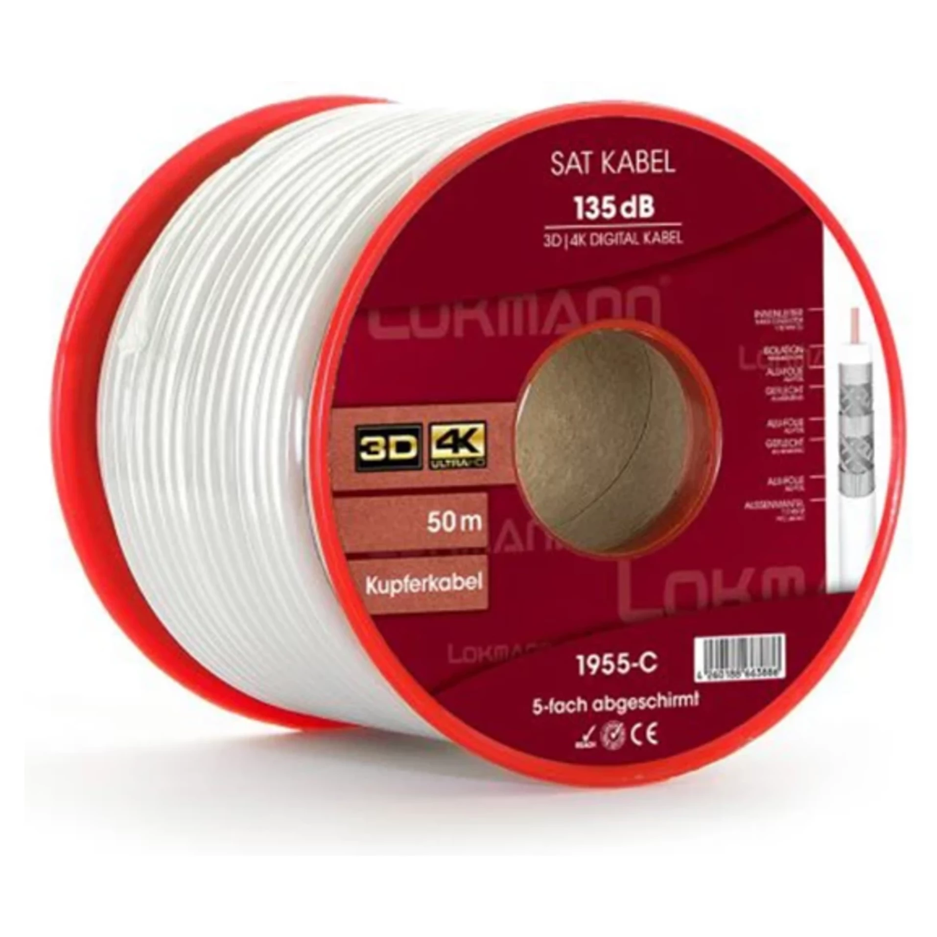 Koaxiálny kábel Lokmann 135dB 50m medene jadro Koaxiálny kábel Lokmann 135dB 50m medene jadro