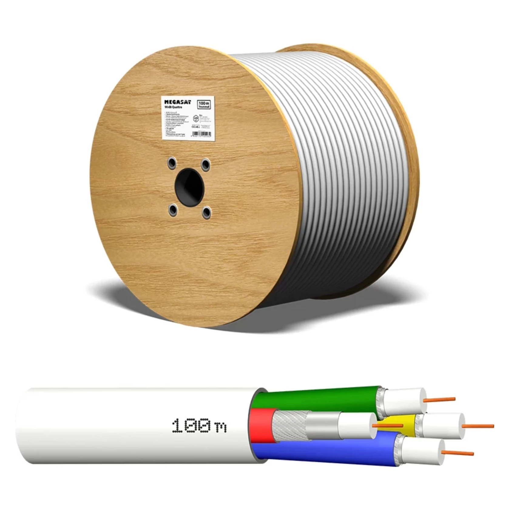 Koaxiálny kábel Megasat 90dB Quattro100m Koaxiálny kábel Megasat 90dB Quattro100m