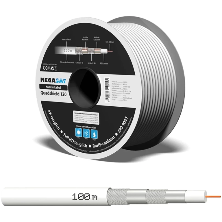 Koaxiálny kábel Megasat 120dB Quadshield 100m