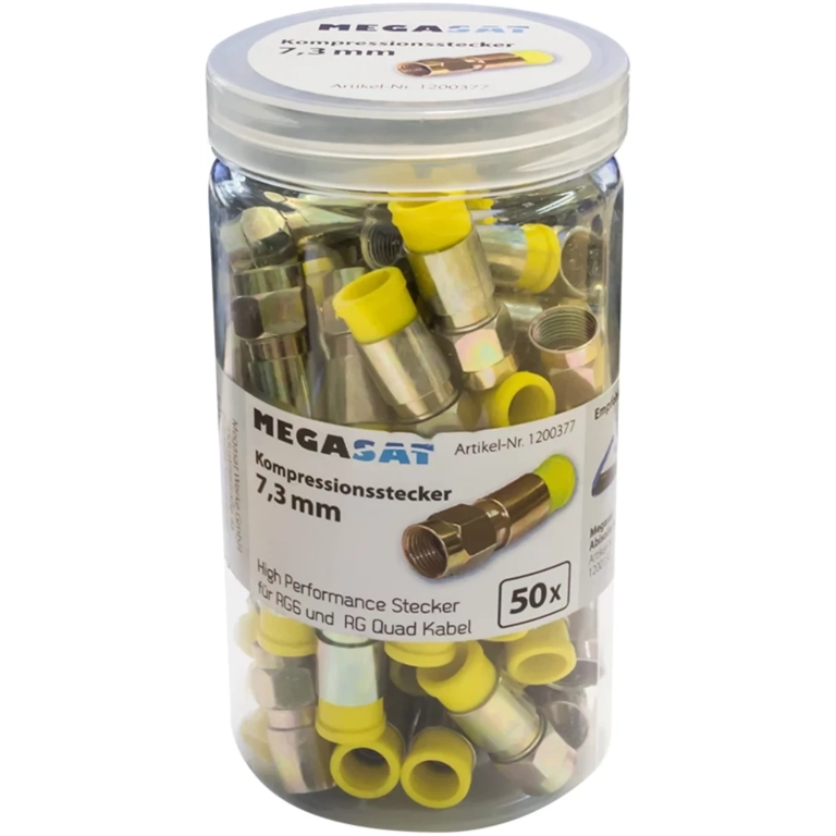 F- konektor Megasat 7,3 mm HQ Premium Kompresný zlatý