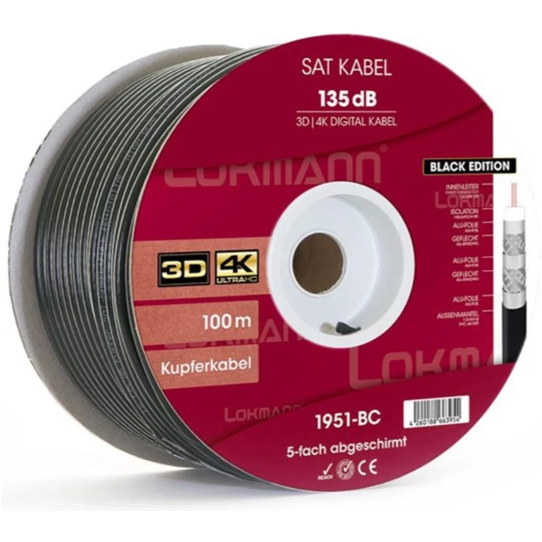 Koaxiálny kábel Lokmann 135dB Black medene jadro