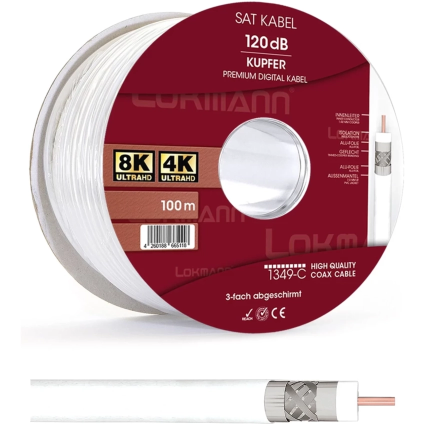 Koaxiálny kábel Lokmann 120dB s medeným jadrom