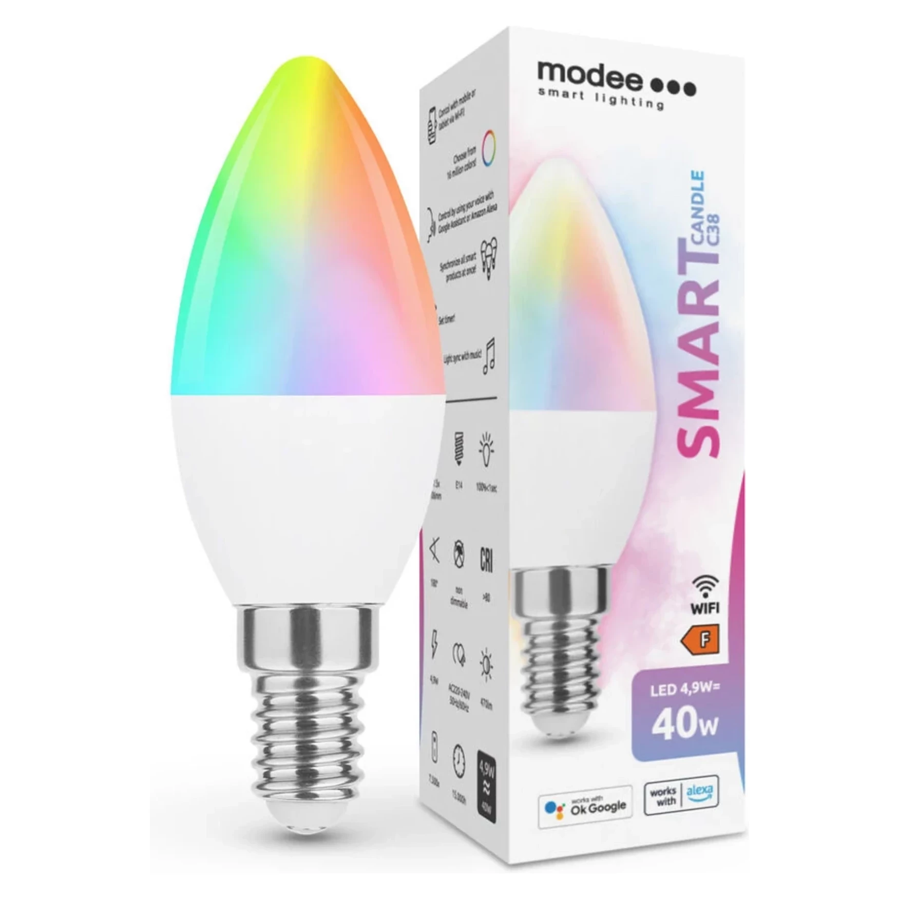 Modee Lighting LED SMART žiarovka E14 4,9W RGB 470lm Modee Lighting LED SMART žiarovka E14 4,9W RGB 470lm
