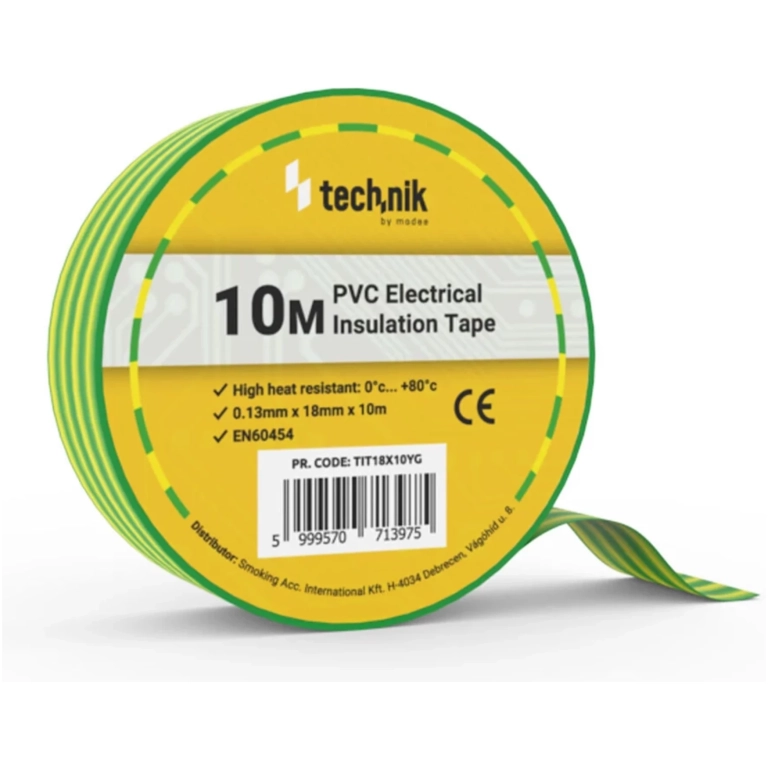 Technik izolačná páska 0,13mm x 18mm x 10m žlto-zelená