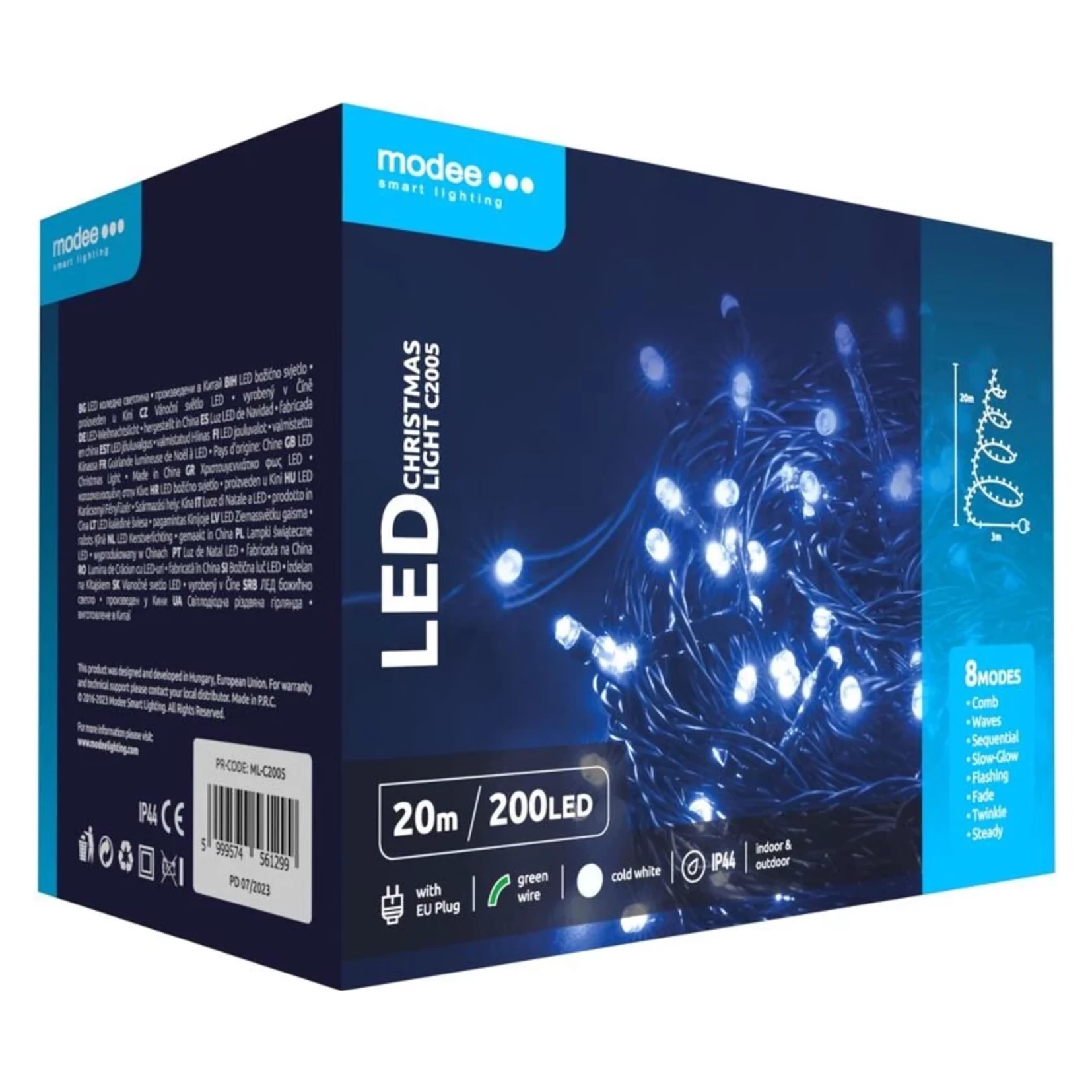 Modee Lighting LED vianočná reťaz 200 LED 20m studená biela Modee Lighting LED vianočná reťaz 200 LED 20m studená biela