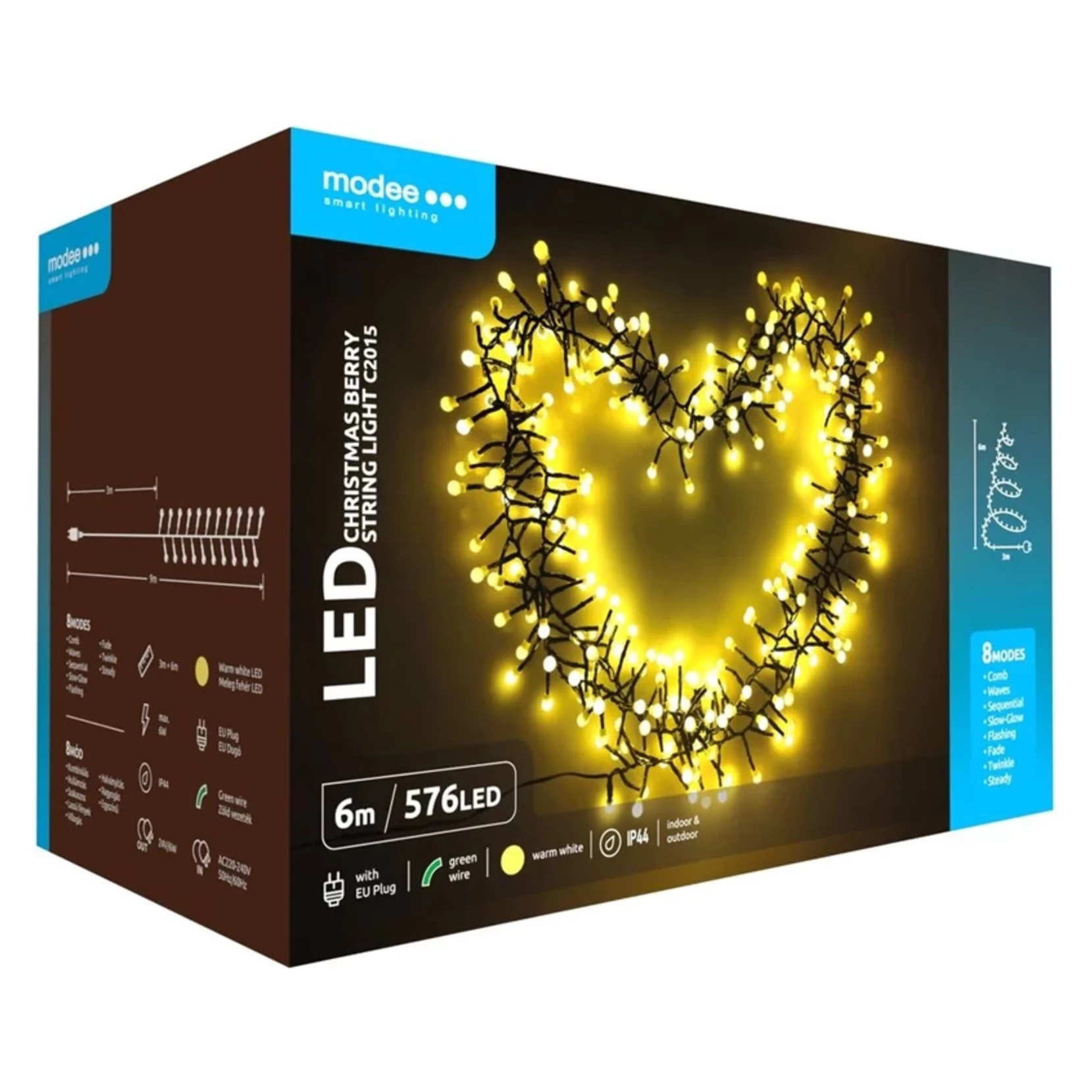 Modee Lighting LED vianočná reťaz 576 LED 6m teplá biela Modee Lighting LED vianočná reťaz 576 LED 6m teplá biela