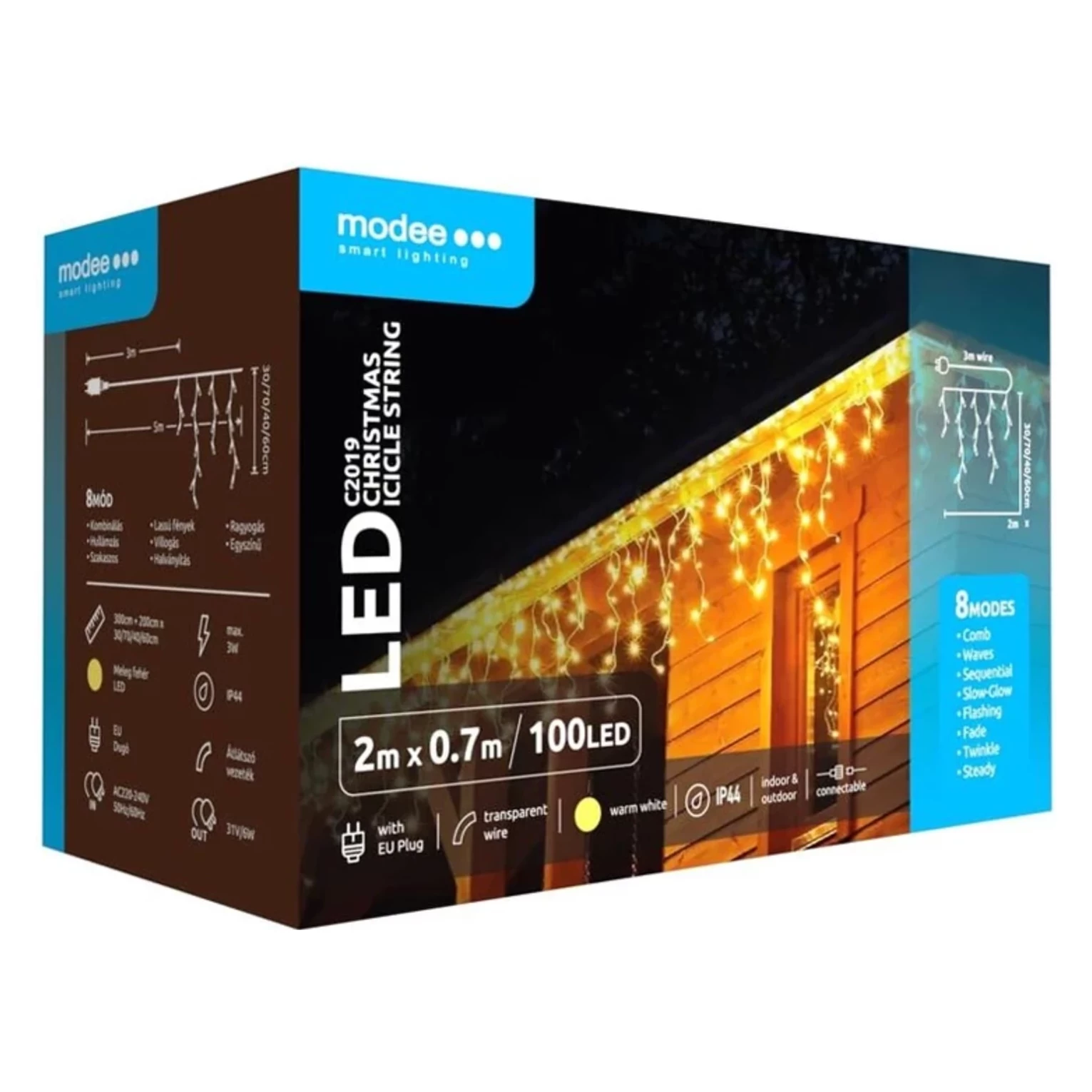Modee Lighting LED vianočná reťaz 100LED 2m cencúlové reťaze 70cm Modee Lighting LED vianočná reťaz 100LED 2m cencúlové reťaze 70cm
