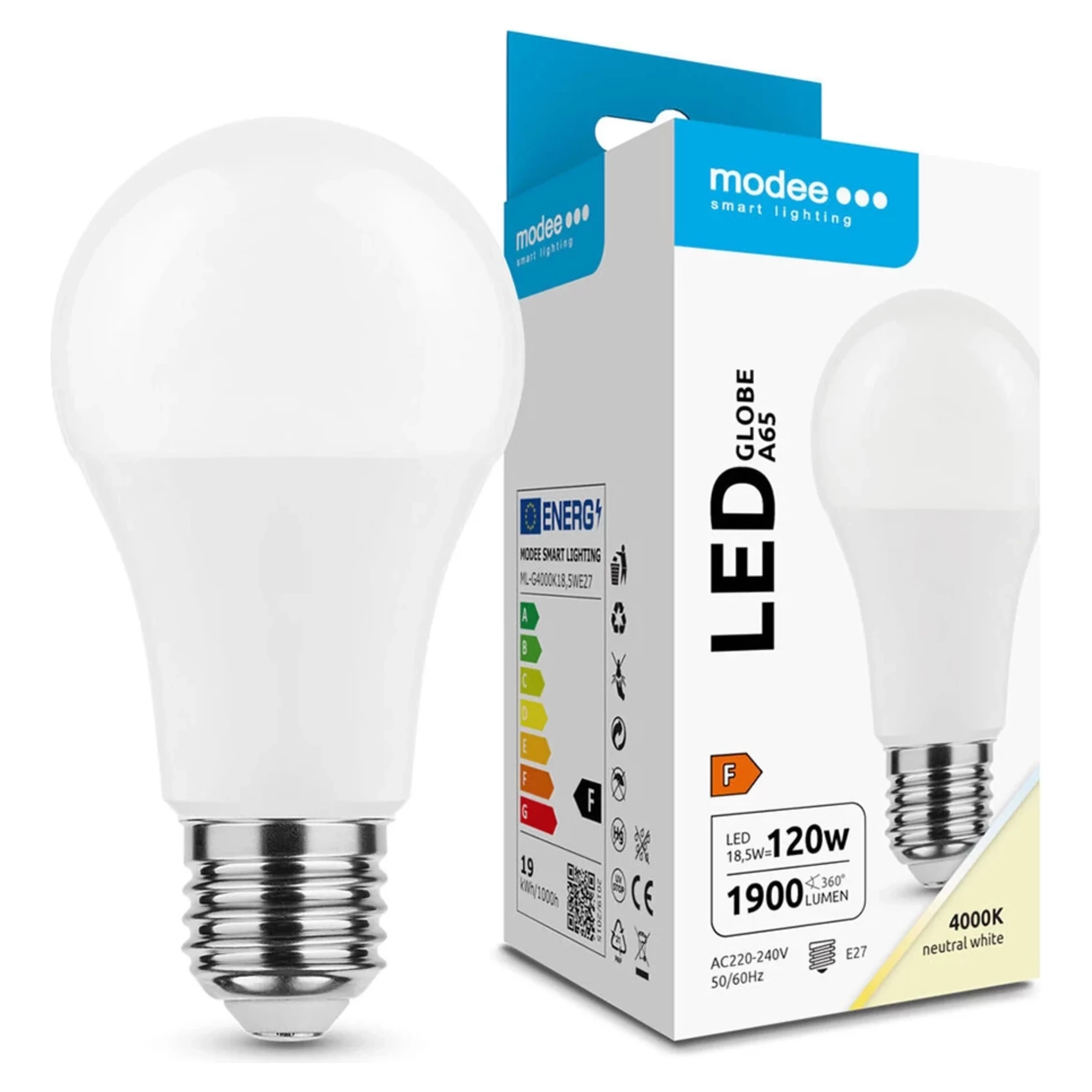 Modee Lighting LED žiarovka E27 18,5W 4000K A65 (120W) Modee Lighting LED žiarovka E27 18,5W 4000K A65 (120W)