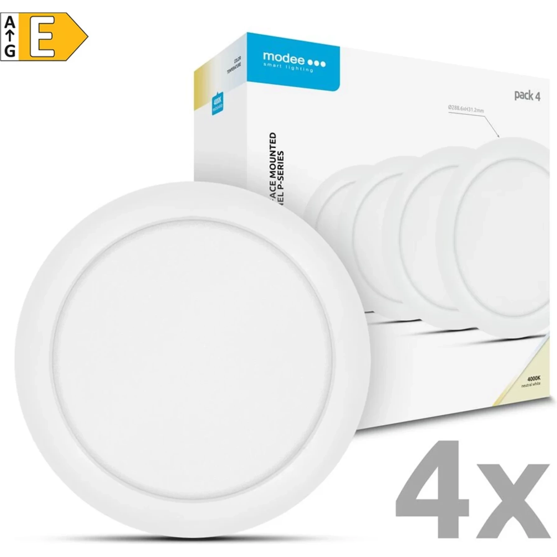 Modee LED stropný panel 24W 4000K biely 2640 lumenov 4ks Modee LED stropný panel 24W 4000K biely 2640 lumenov 4ks