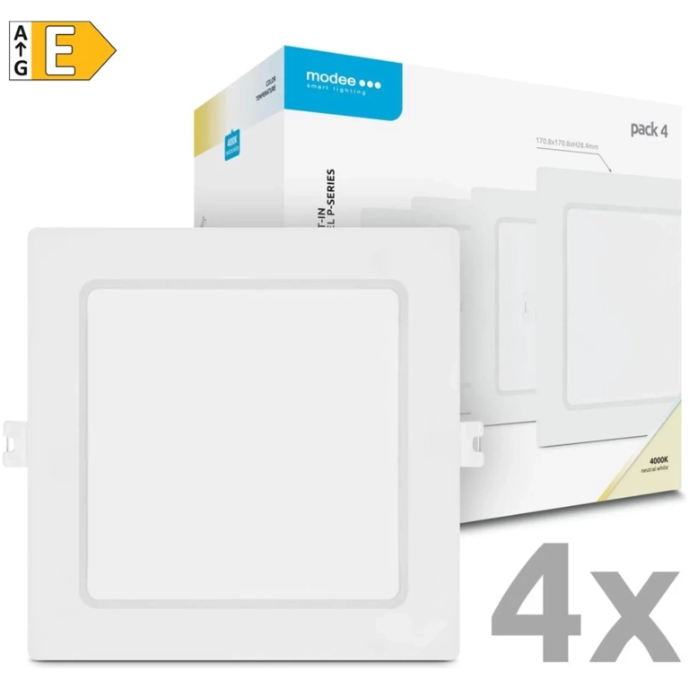 Modee LED stropný panel štvorec 12W 4000K biely 1320 lumenov 4ks