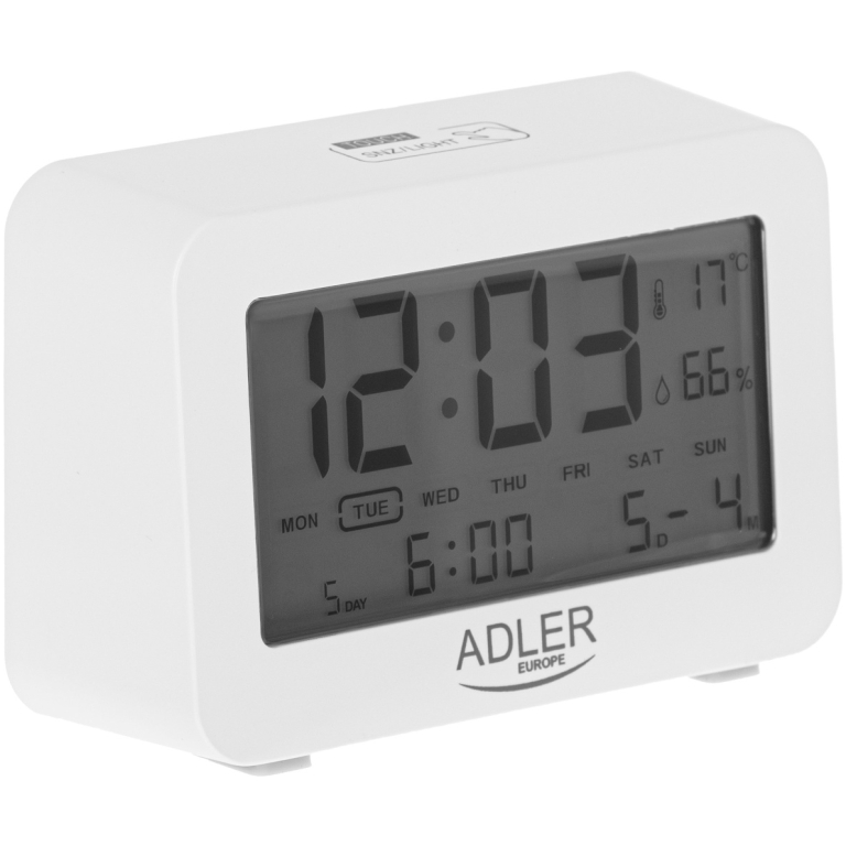 Adler AD 1196 hodiny s budíkom biele
