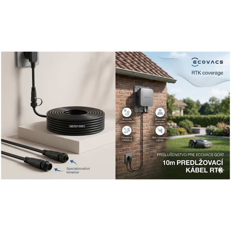 ECOVACS predlžovací napájací kábel RTK stanice pre GOAT série A/O, 10 m