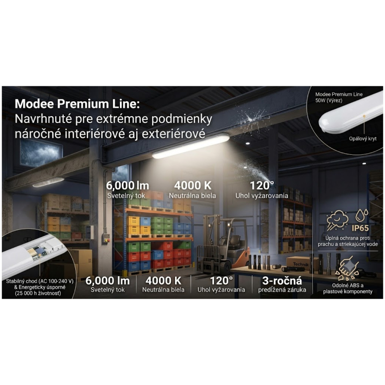 Modee Premium LED Armatúra 50W 1500mm IP65 6 Modee Premium LED Armatúra 50W 1500mm IP65